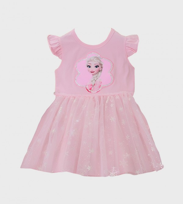 Elsa Pixie Sparkle Print Sequin Detail Fit and Flare Dress