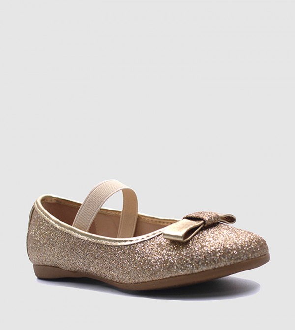 Glitter Bow Detail Round Toe Ballerinas