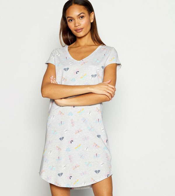 Buy Debenhams Butterfly Print Cotton Nightdress In Grey 6thStreet Oman