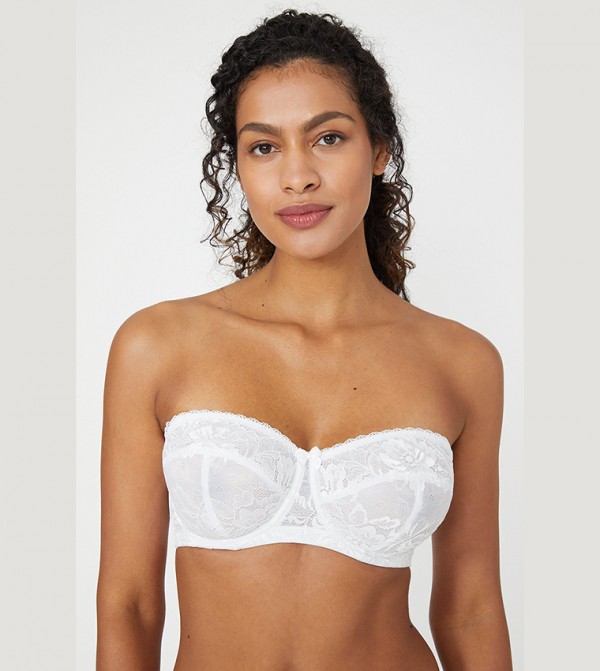 Buy Gorgeous Charlotte Lace Non Padded Strapless Bra In White