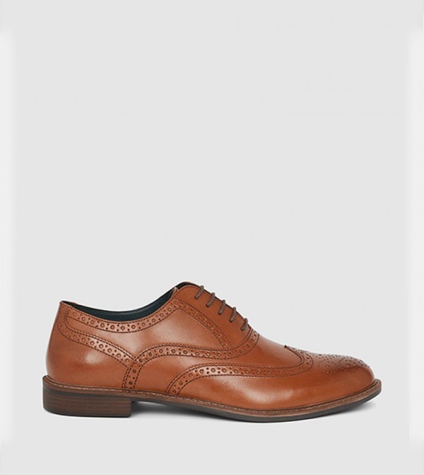 Tan oxford brogue shoes discount