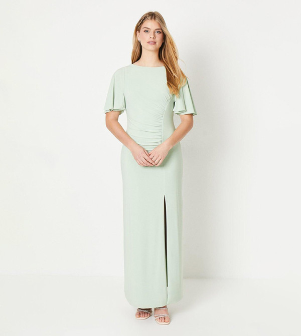 Debut London Flared Sleeves Twist Back Jersey Bridesmaid Dress