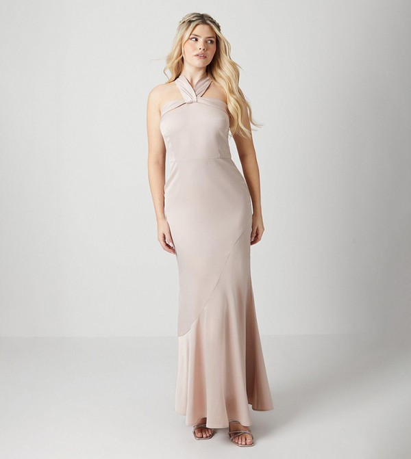 Debut London Twist Halterneck Satin Bridesmaid Dress