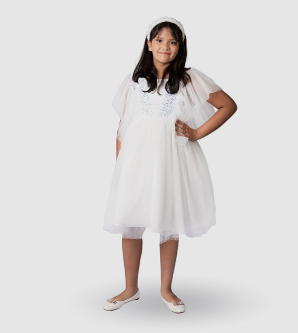 Sequins Flutter Sleeves Tulle Dress