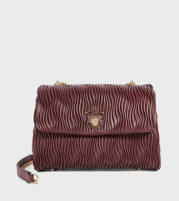 DISTANTLY Textured Flap Shoulder Bag