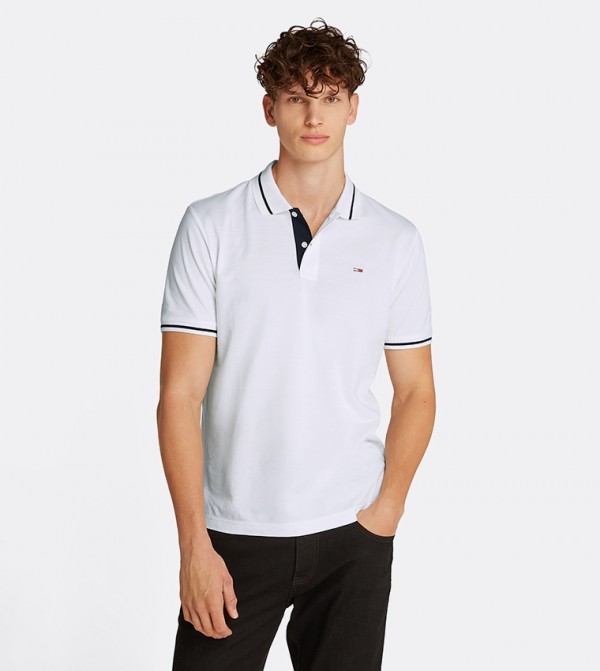 Flag Detail Short Sleeves Polo T-Shirt
