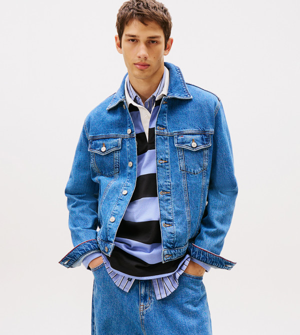 جاكيت جينز مغسول كم طويل