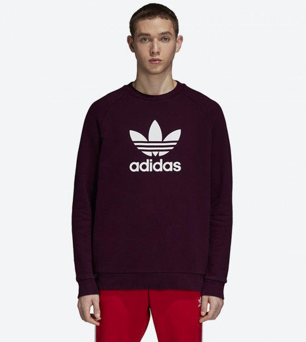 Buy Adidas Originals Trefoil Graphic Printed Long Sleeve Sweatshirt Maroon In Maroon 6thStreet Kuwait