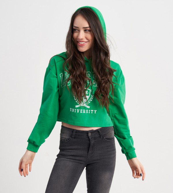 Cropped hoodie collegiate green best sale