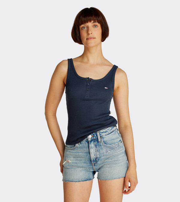 Slim Fit Button Sleeveless Top