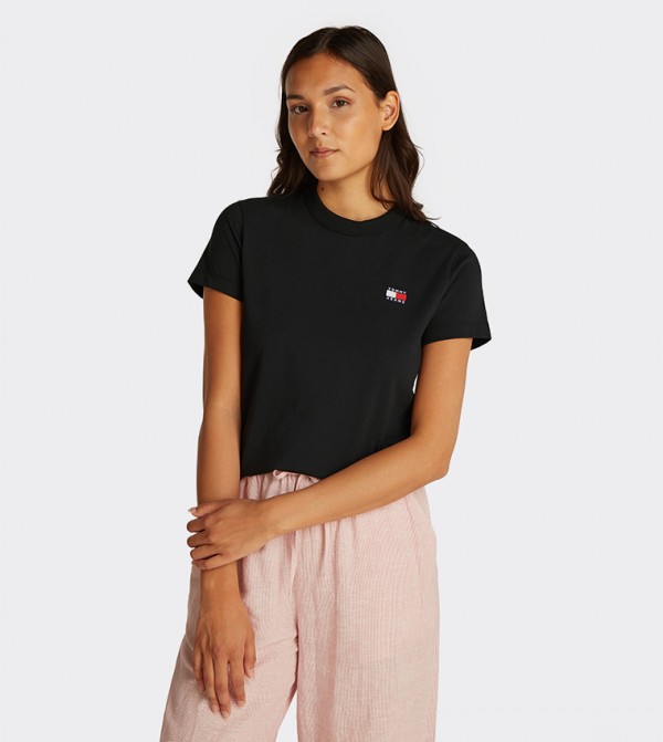  Badge Detail Crew Neck T-Shirt