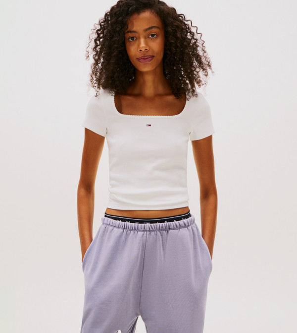 Ribbed Slim Fit Cropped T-Shirt