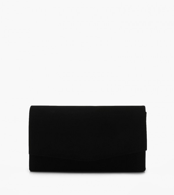 boohoo Feather Chain Strap Clutch Bag - Black - One Size