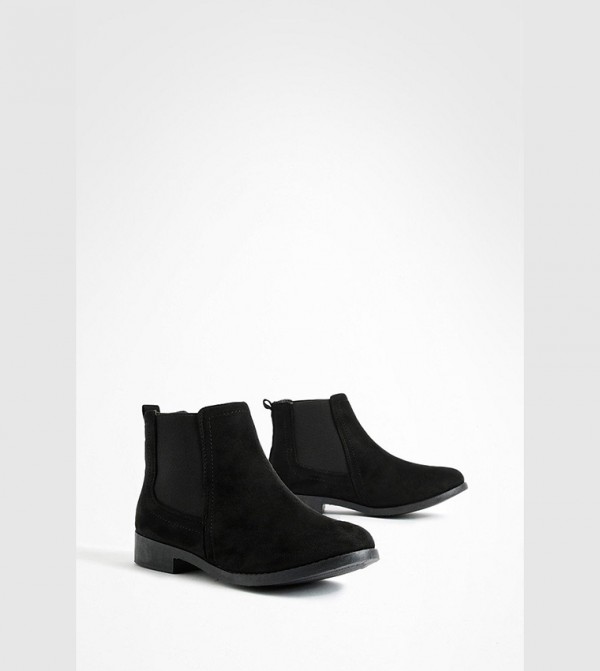 Wide Fit Suedette Flat Chelsea Boots