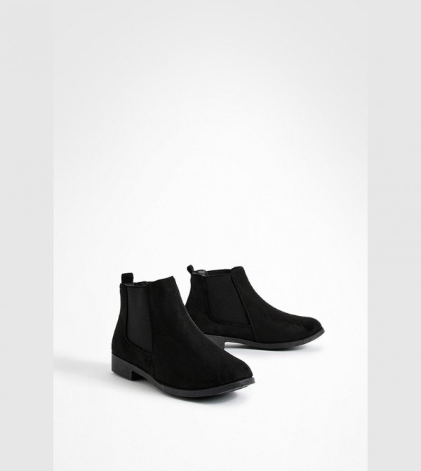 Suedette Flat Chelsea Boots