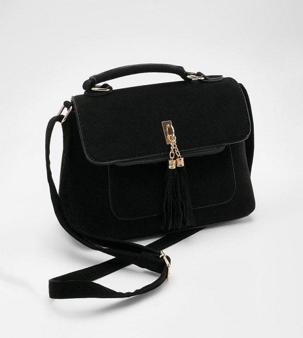 Suedette Tassel Crossbody Bag