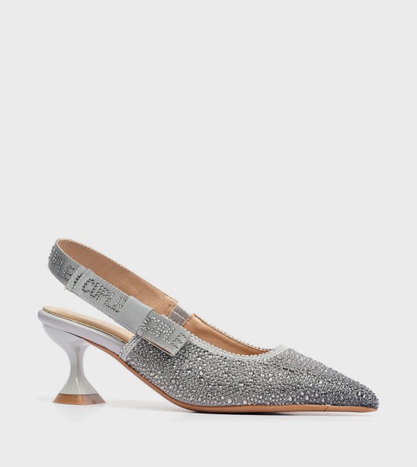Embellished Pointed Toe Slingback Pumps
