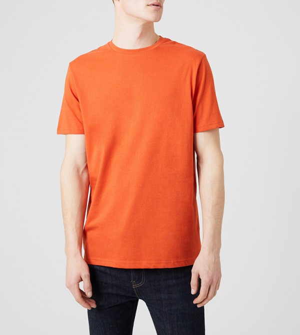 Orange crew neck t deals shirt
