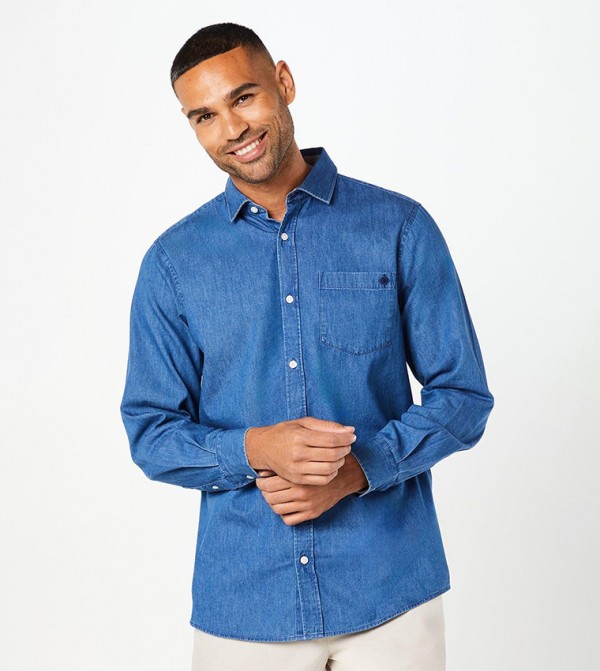 Washed Long Sleeves Denim Shirt