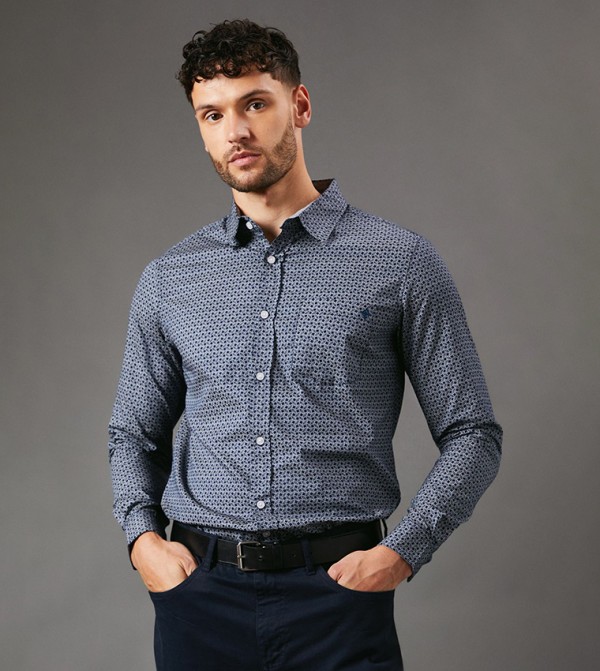 Abstract Shape Print Long Sleeves Shirt