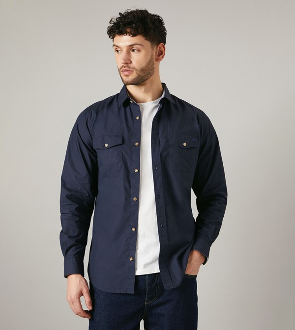 Poplin Double Pocket Long Sleeves Shirt
