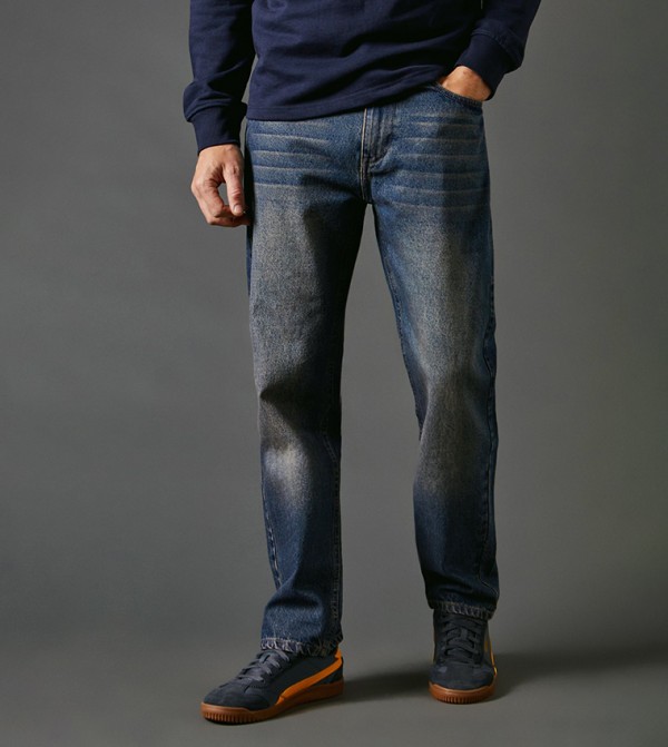 Washed Straight Fit Jeans