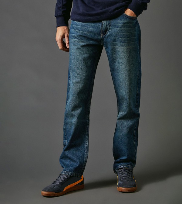 Mid Vintage Wash Straight Fit Jeans
