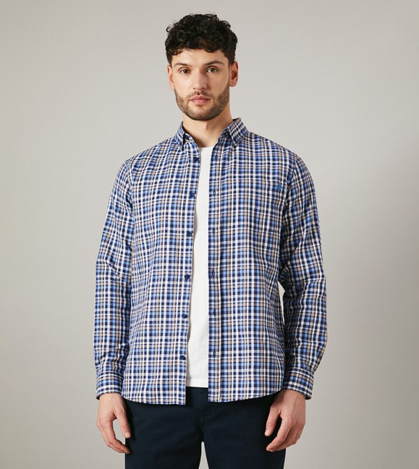 Gradient Plaid Long Sleeves Shirt