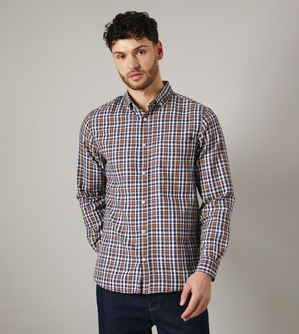 Gradient Plaid Long Sleeves Shirt