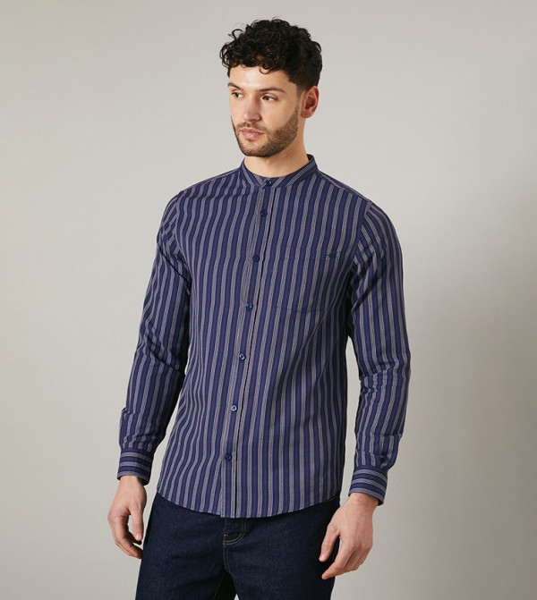 Striped Grandad Long Sleeves Shirt