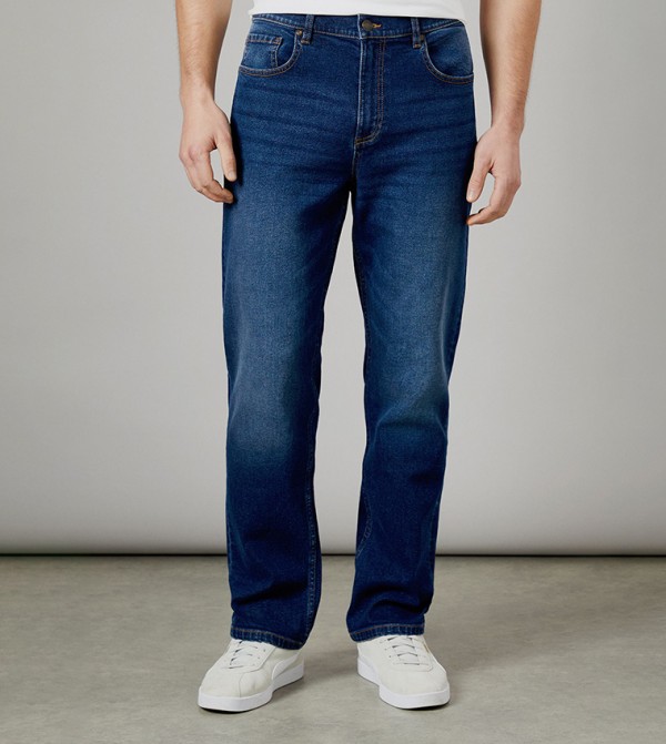 Dark Wash Premium Stretch Straight Fit Jeans