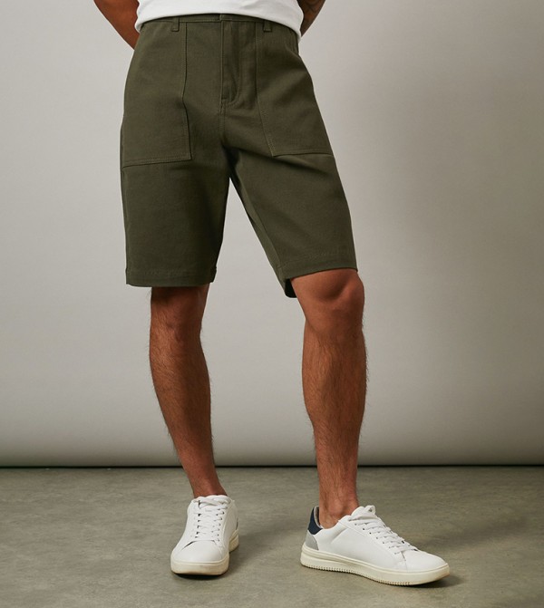 Solid Cotton Casual Shorts