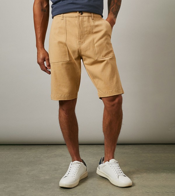 Solid Cotton Casual Shorts