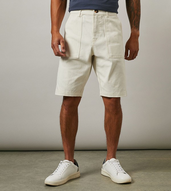 Solid Cotton Casual Shorts