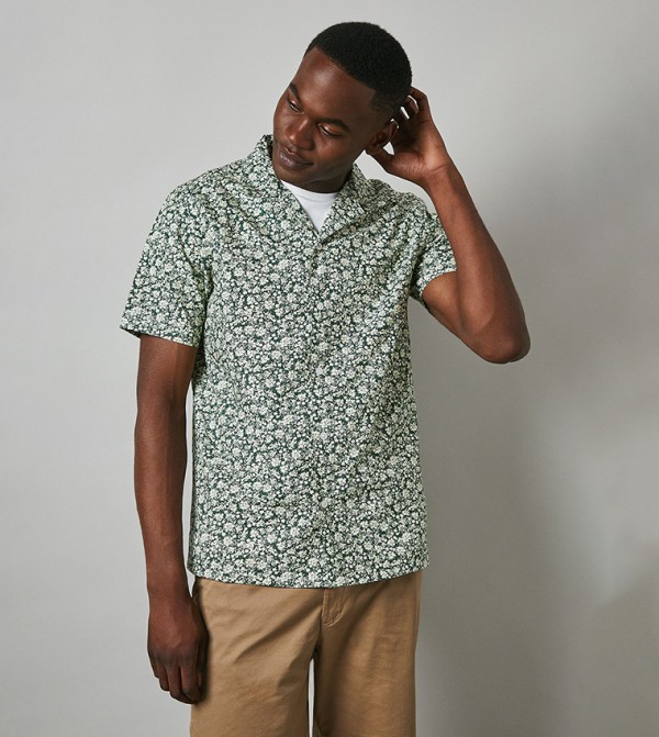 Floral Print Revere Short Sleeves Shirt