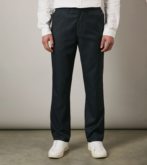 Textured Stretch Button Closure Chinos