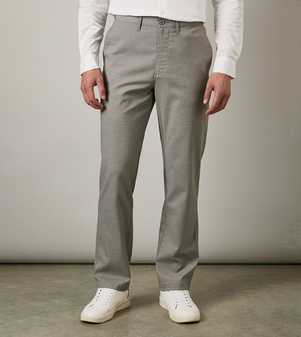 Textured Stretch Button Closure Chinos