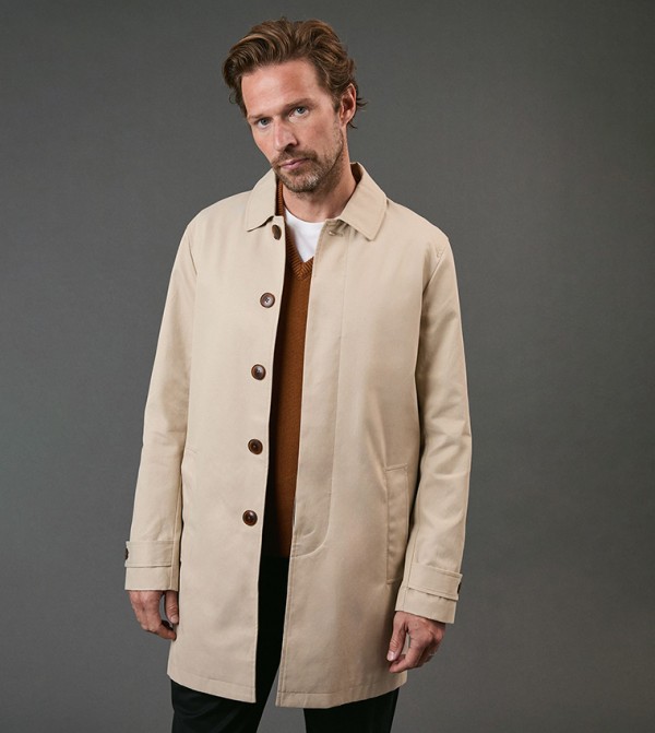 Solid Long Sleeves Smart Mac Coat