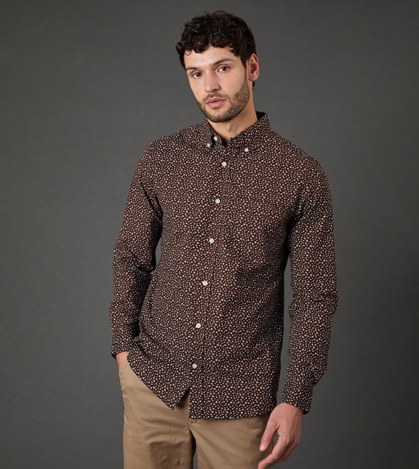 Smudge Floral Print Long Sleeves Shirt