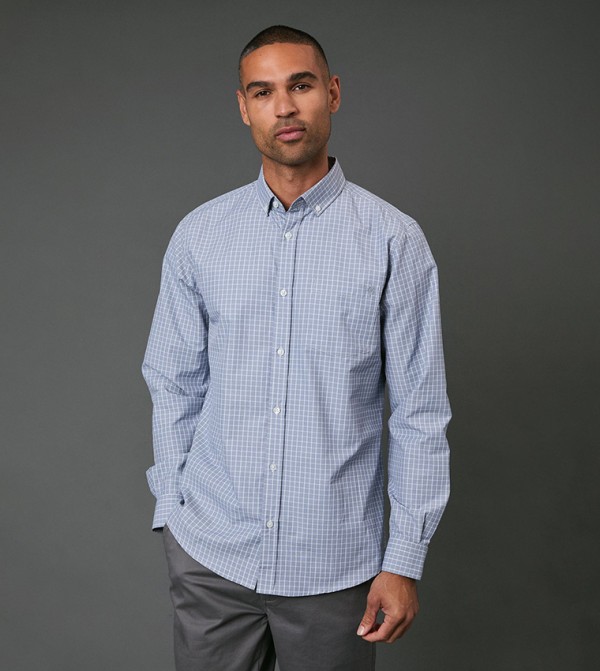 Textured Checkered Long Sleeves Shirt