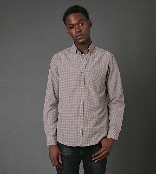 Micro Windowpane Checkered Long Sleeves Shirt