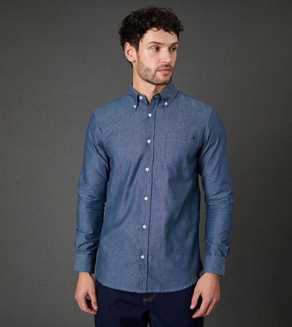 Textured Chambray Long Sleeves Shirt