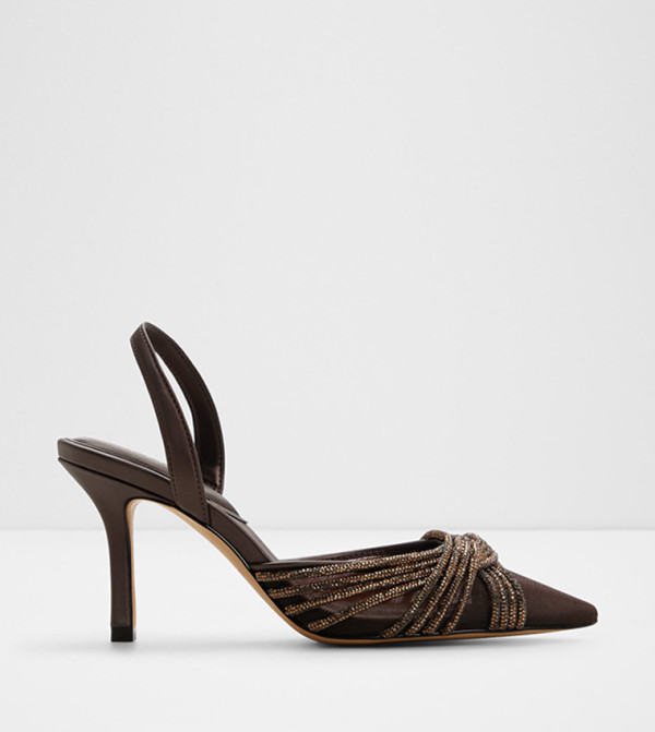 ELEGAMESH Embellished Pointed Toe Pumps