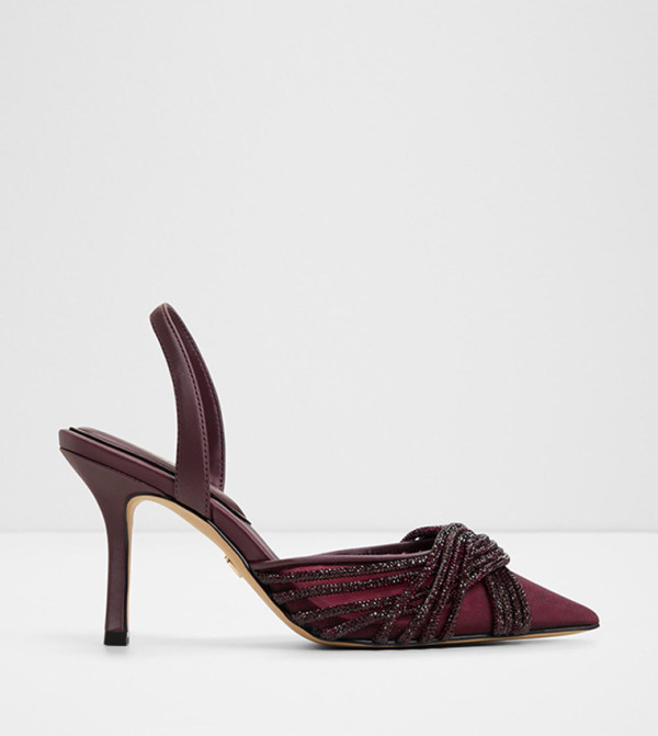 ELEGAMESH Embellished Slingback Mule Pumps