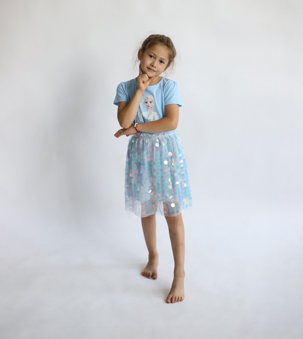 Printed Elsa Glitter Dress
