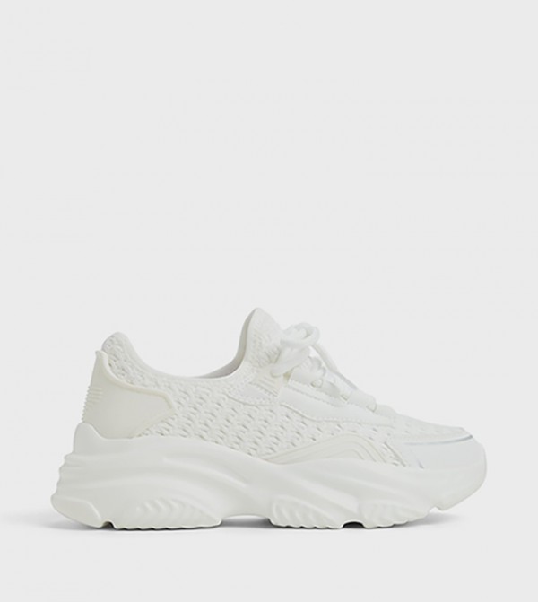 ELYZA Textured Lace Up Chunky Sneakers
