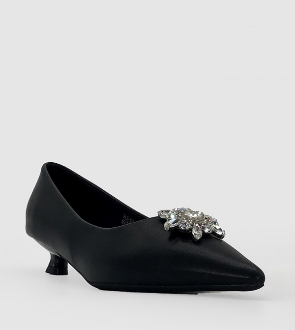 Crystal Embellished Kitten Heel Pumps