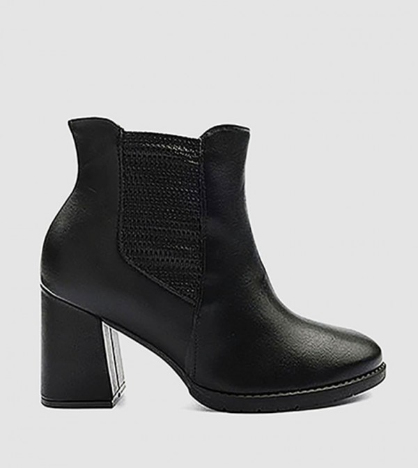 Textured Block Heel Chelsea Boots