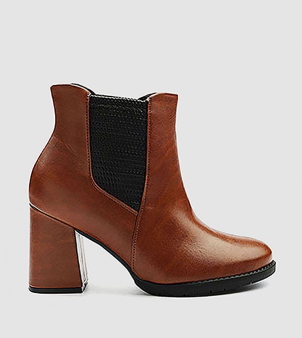 Textured Block Heel Chelsea Boots