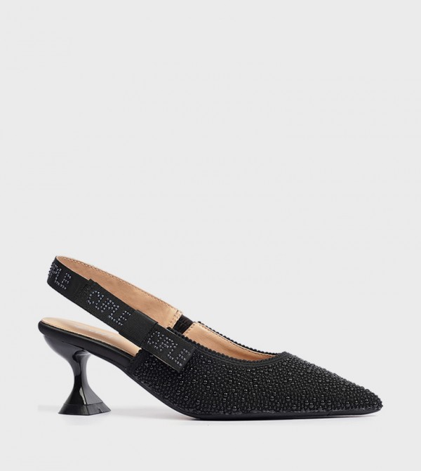 Embellished Pointed Toe Slingback Pumps